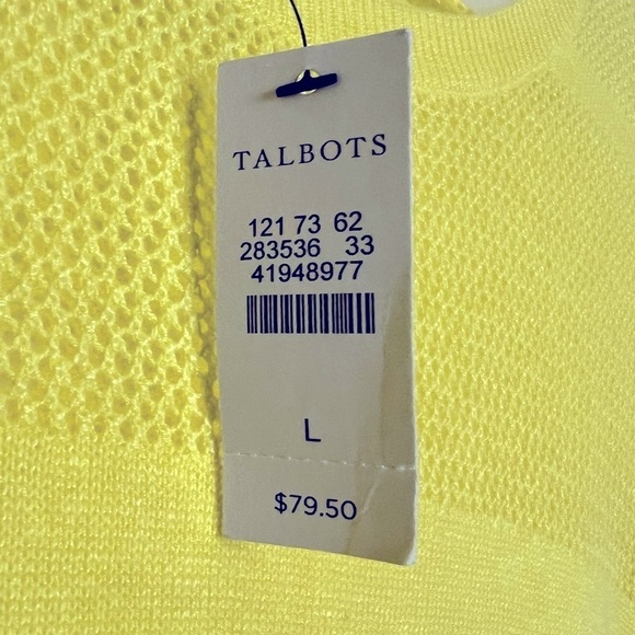 Talbots NEW Bright Yellow Lightweight Tunic Sweater Linen Blend Summer Comfort - Picture 4 of 12